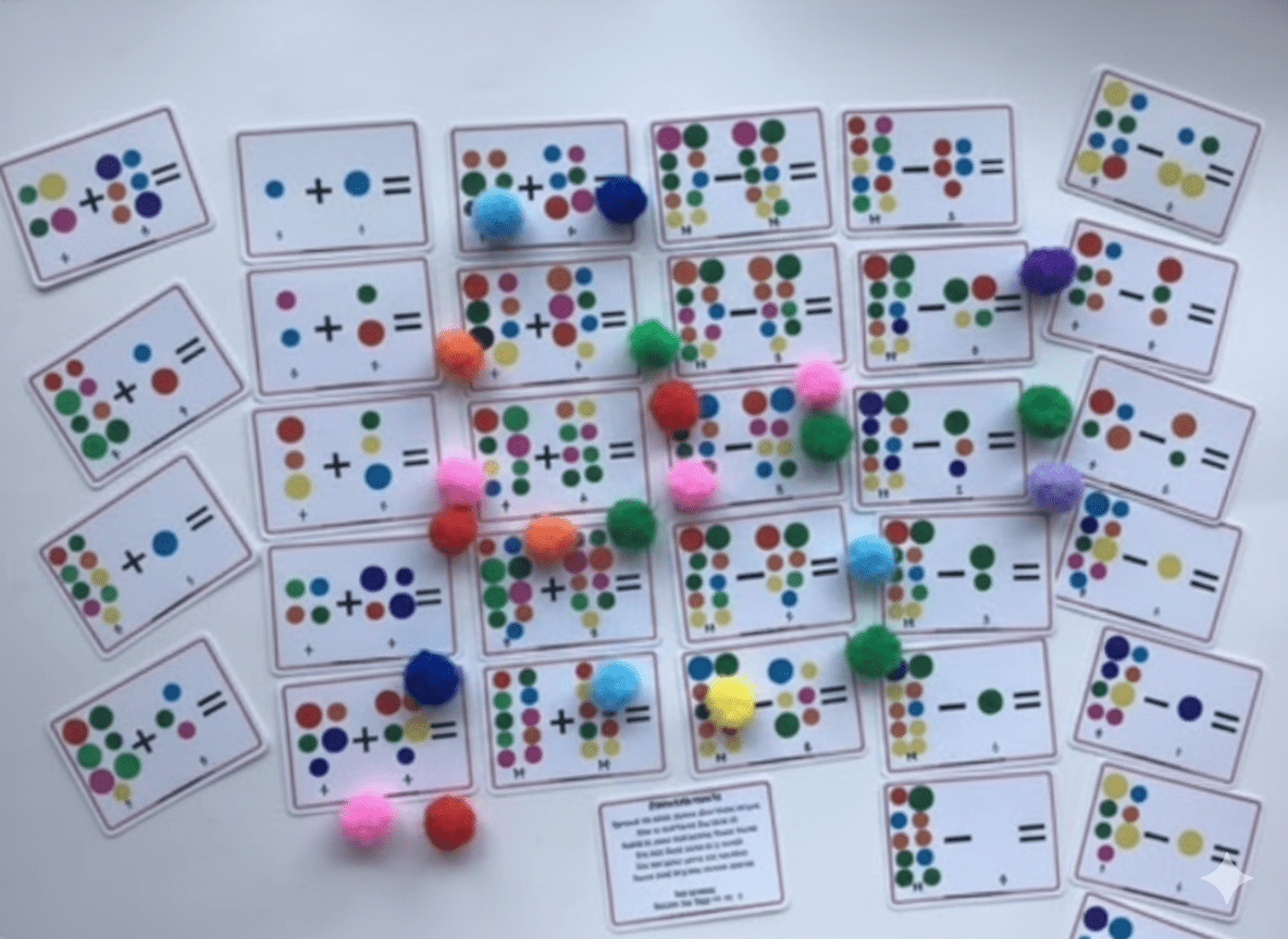 Pom Pom Addition and Subtraction - I Can Build Math Skills